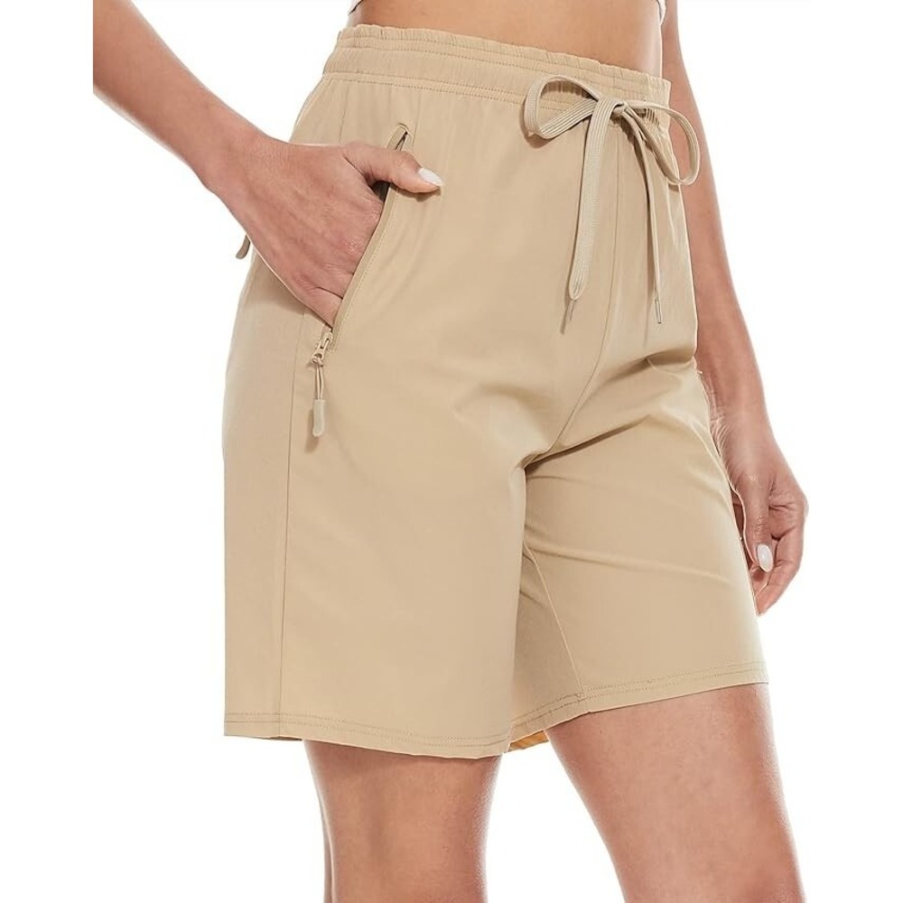 Women Quick Dry Hiking Short Summer Lightweight Cargo Khaki Short/ZipperPocket S